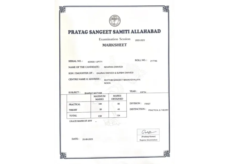 Certificate of 5th Year